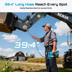 Ergonomic shoulder strap reduces fatigue during long greasing sessions