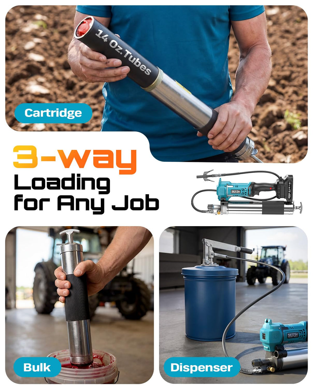 Seesii grease gun standard nozzle suits general lubrication tasks.