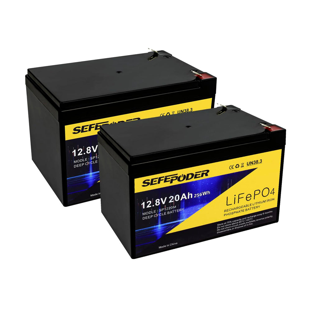 SEFEPODER 12V 20Ah LiFePO4 battery pack front view for electric scooters and toys