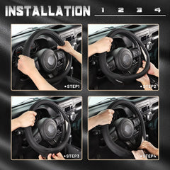 SEG Direct steering wheel cover fits large-size wheels of 15.5 to 16 inches.