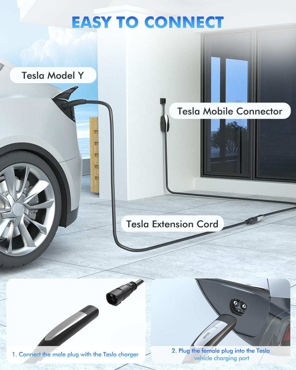 SEGUMA 21ft NACS extension cable ready for road trips and on-the-go charging.