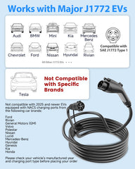 SEGUMA 40A J1772 extension supports efficient charging for compatible EVs and PHEVs.