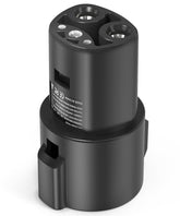SEGUMA J1772 to Tesla adapter, front view, ready for on-the-go charging with Tesla models