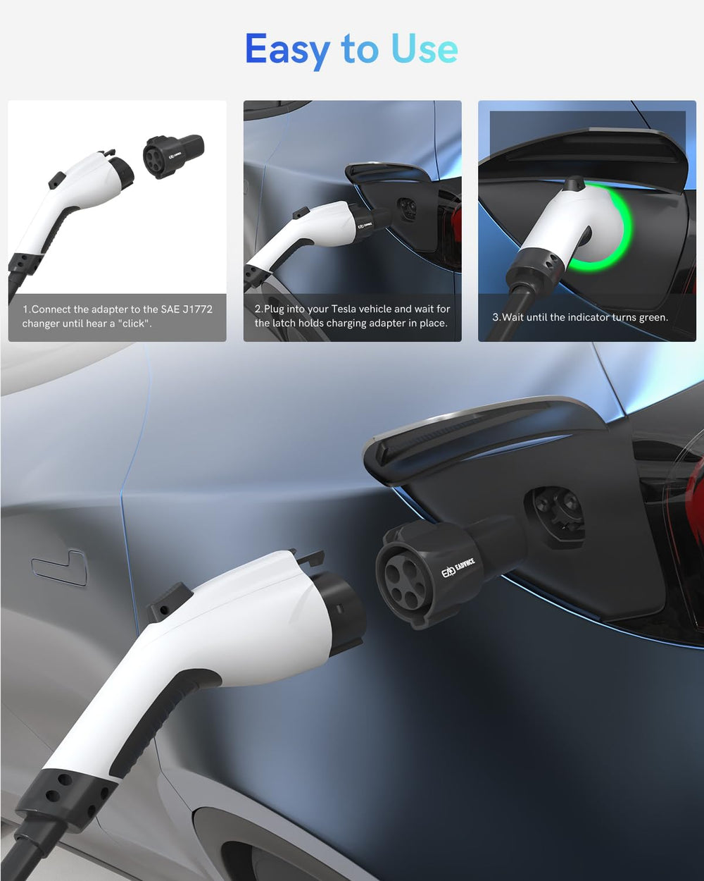 SEGUMA J1772 to Tesla adapter packaging showing compact size for trunk storage