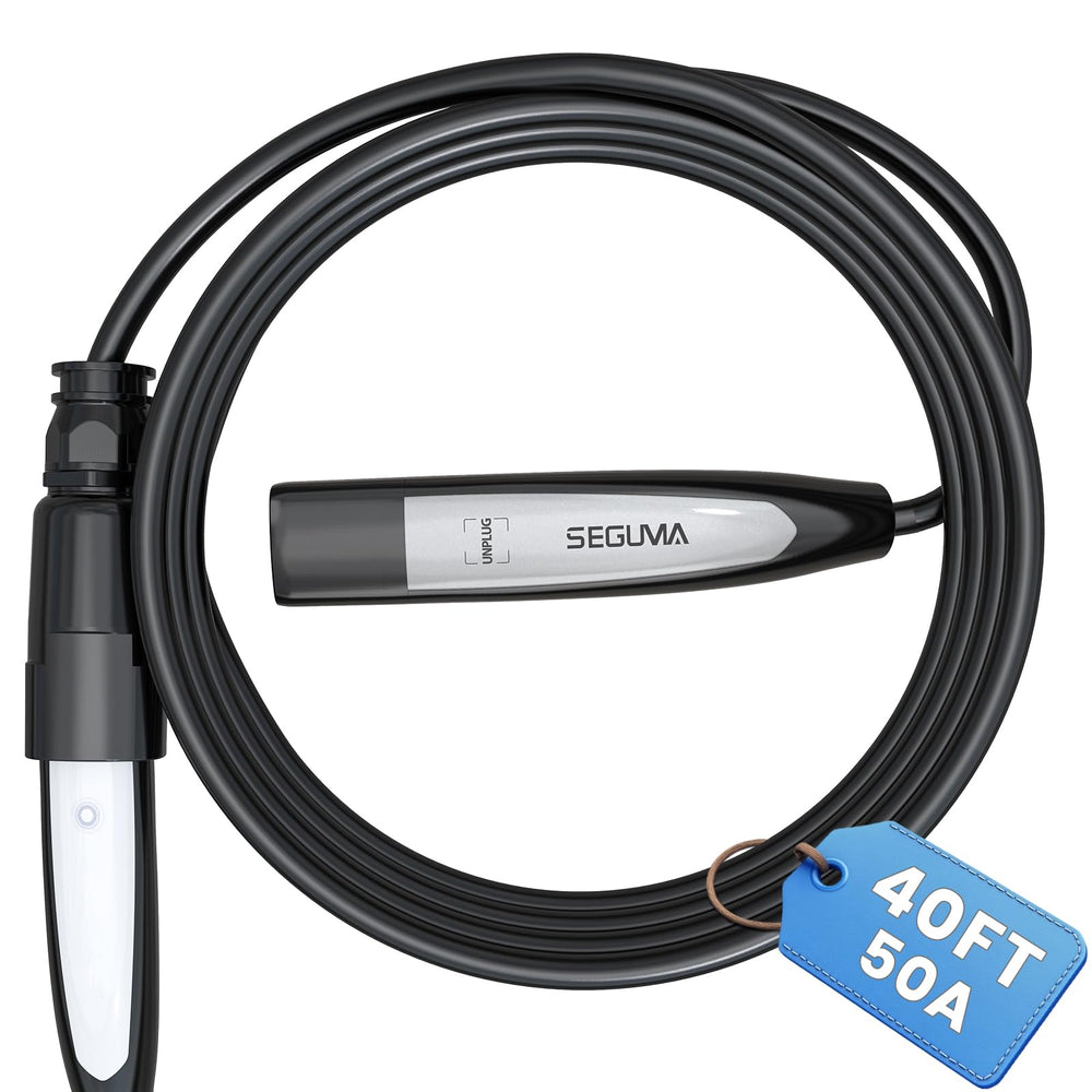 SEGUMA NACS extension cable 40ft coiled for flexible home charging.