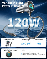 SegurVelo Starlink Mini 12-48V DC cable enables versatile power in cars and RVs.