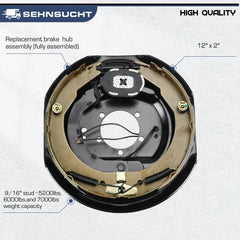SEHNSUCHT twelve-inch brake drum for 8-on-6.5-inch hubs, durable performance