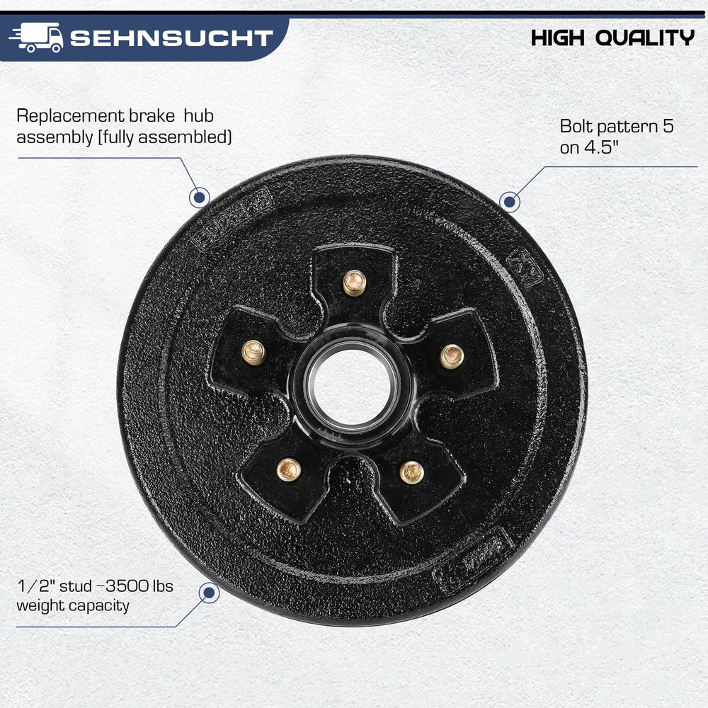 SEHNSUCHT five-hole brake drum on hub demonstrates universal compatibility.