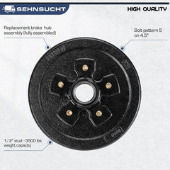 SEHNSUCHT five-hole brake drum on hub demonstrates universal compatibility.