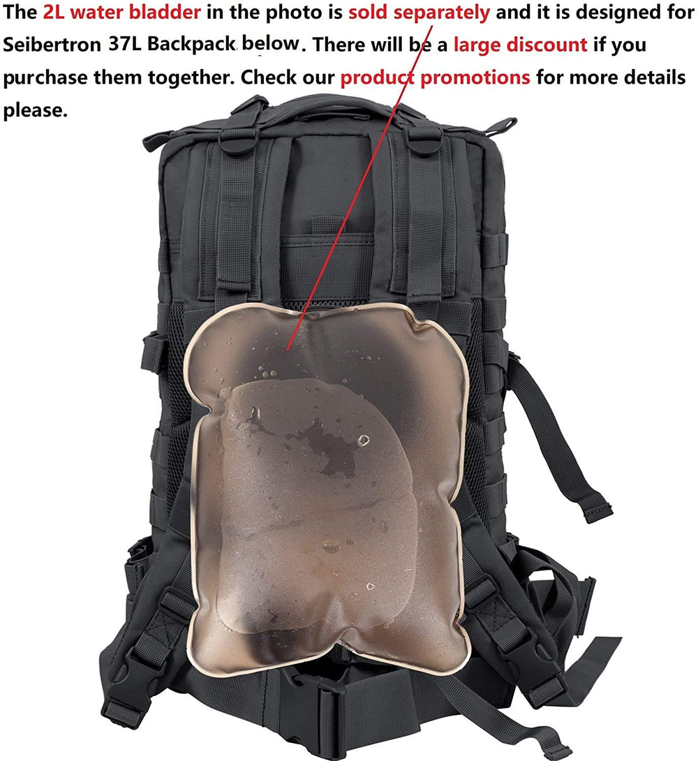 Seibertron 2L water bladder fit for long rides.