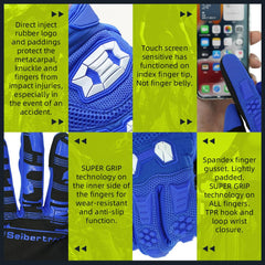 Seibertron Youth MX ATV gloves blue packaging image branding.