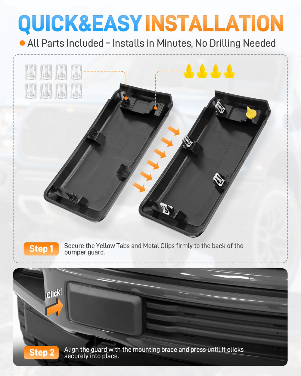 Sejaede F150 bumper end cap left close-up with secure snap-in fit