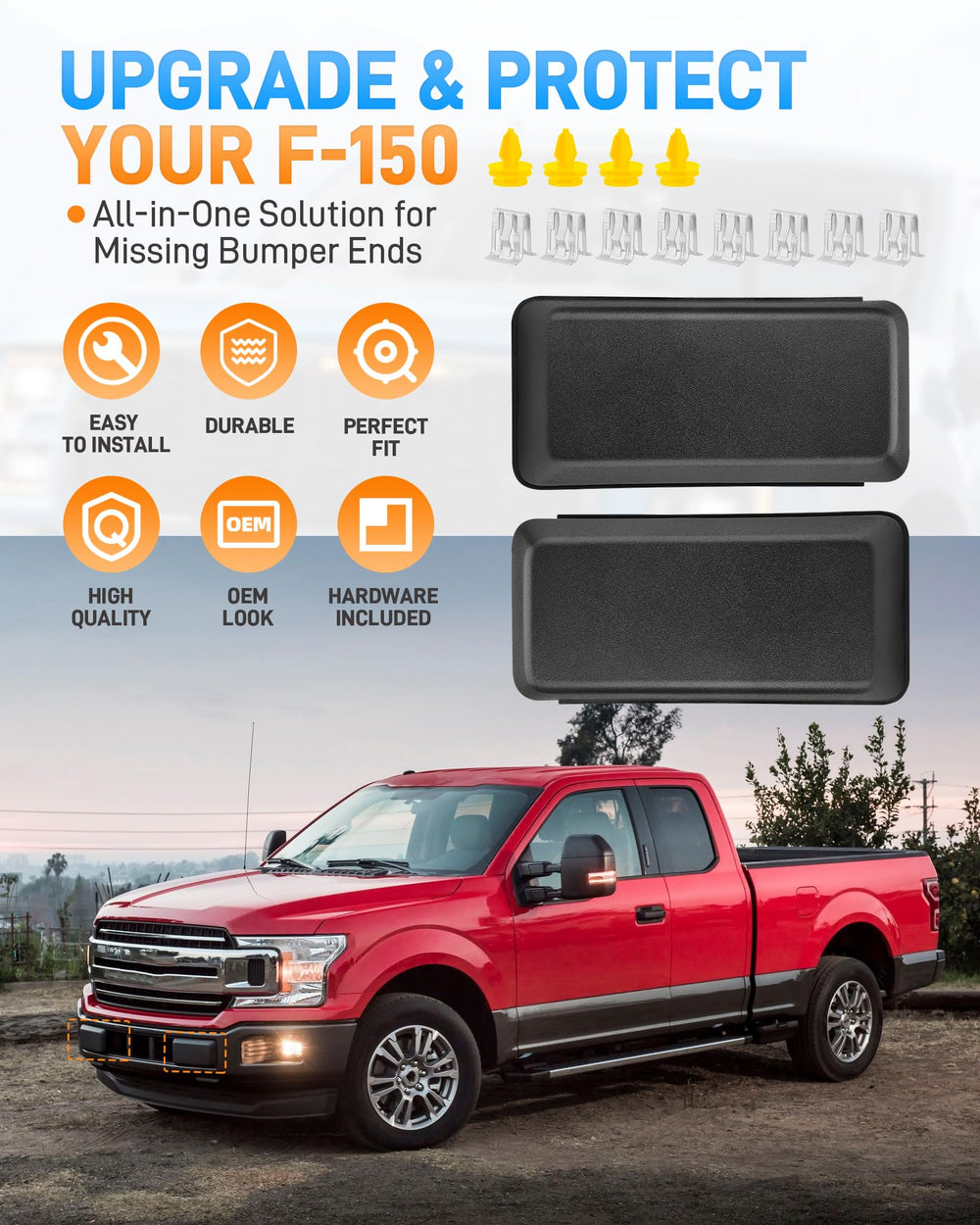 Sejaede F150 bumper guard pad kit front view showing ABS construction
