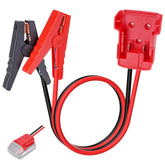 Sejaede jumper cables showing Milwaukee M18 compatibility for quick car boosts.