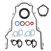 Sejaede timing cover gasket set packaging for GM engines, ready for installation.