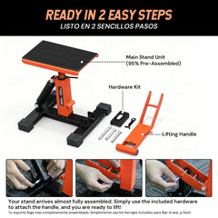 SEKAM adjustable-height stand from 10 to 13.8 inches fits various dirt bikes.