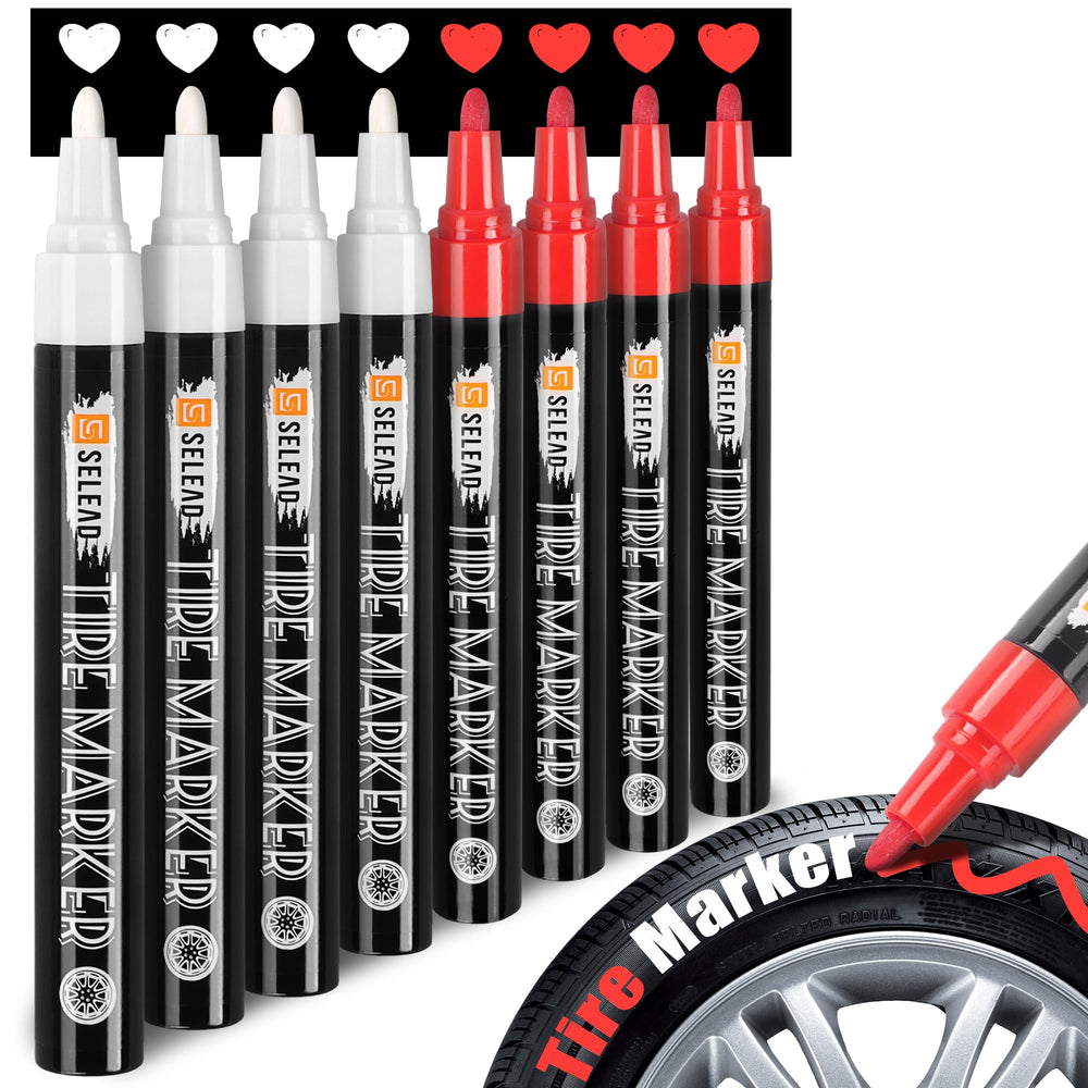 SELEAD tire marker white red 8-pack on tires for bold legibility and style