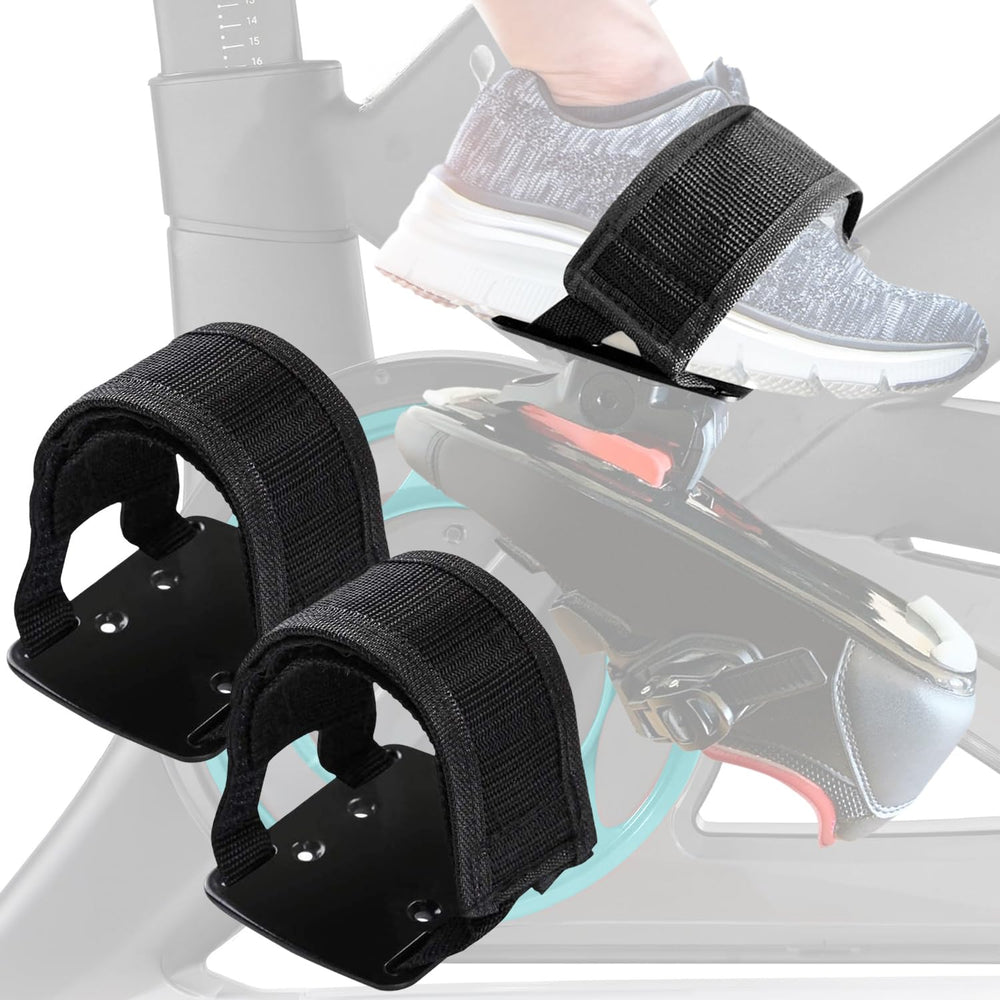 SELINA toe cages on Peloton pedal provide secure sneaker compatibility for versatile rides