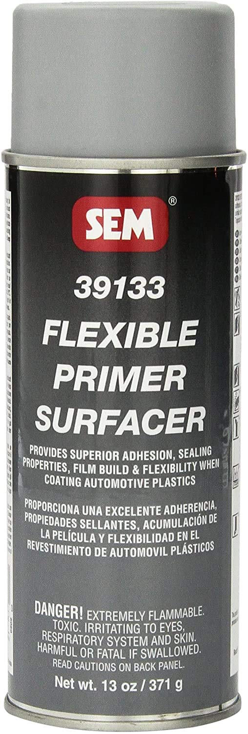 SEM Flexible Primer Surfacer 13oz bottle ready to spray on plastics and bumpers