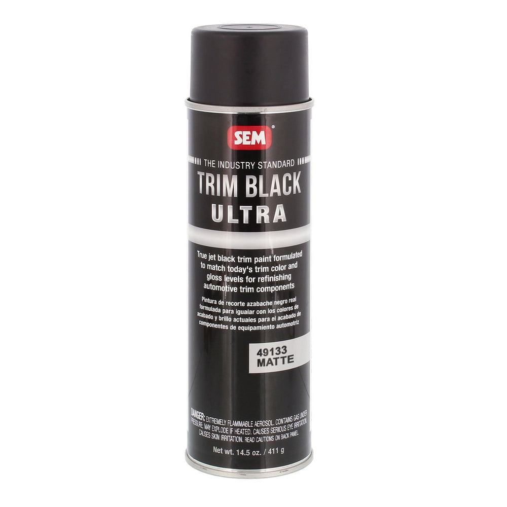SEM Trim Black Ultra spray bottle delivers a jet-black OEM-like trim finish.