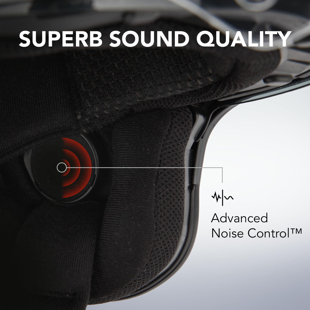 Sena SMH10-10 noise control reduces wind and road noise on the ride.