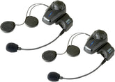 Sena SMH10D-10 dual headset mounted on helmet for hands-free calls and music