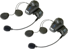 Sena SMH10D-10 dual headset mounted on helmet for hands-free calls and music