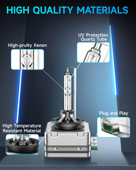 Close-up of SENROBO D3S bulb showcasing 6000K cool white light.