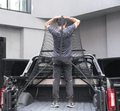 SENYAZON truck bed cargo mesh organizer fits most pickups and vans for tidy loads.