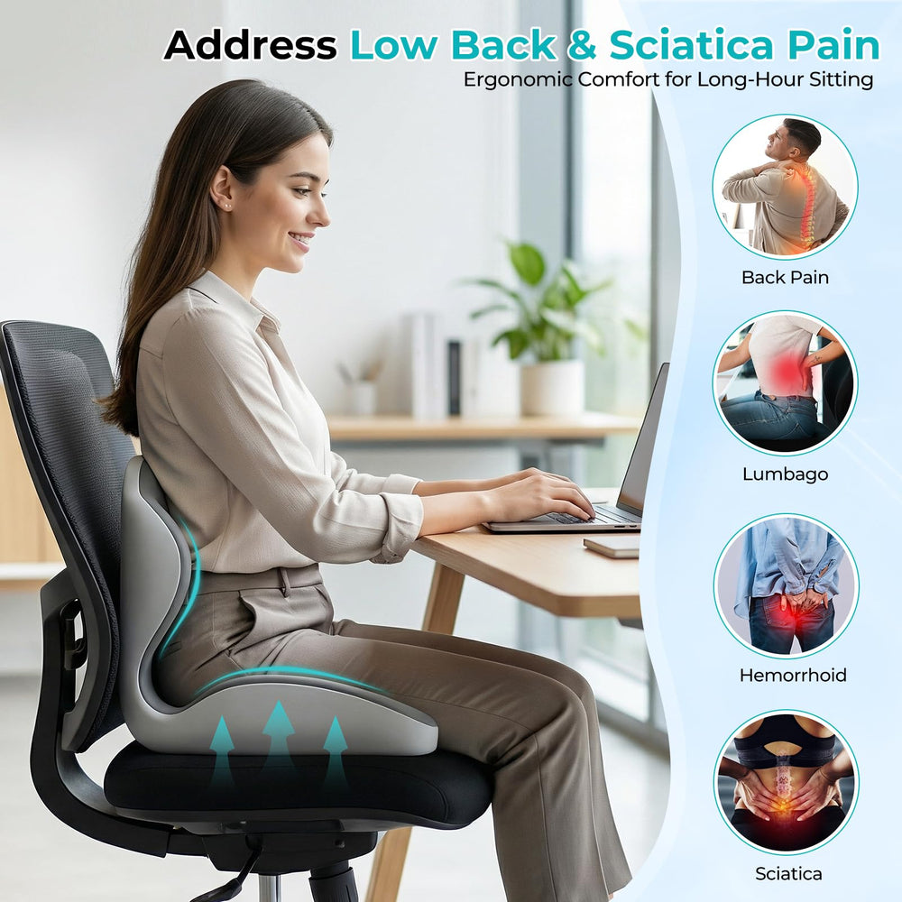 Serdyes portable cushion design fits car, desk, or chair for versatile use.