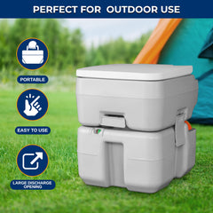 SereneLife portable toilet water tank highlighting easy, splash-free flushing.
