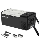 Setpower car refrigerator 15L front view for compact travel cooling on the road