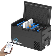 Setpower RF25 exterior view showing a rugged car fridge for on-the-go cooling
