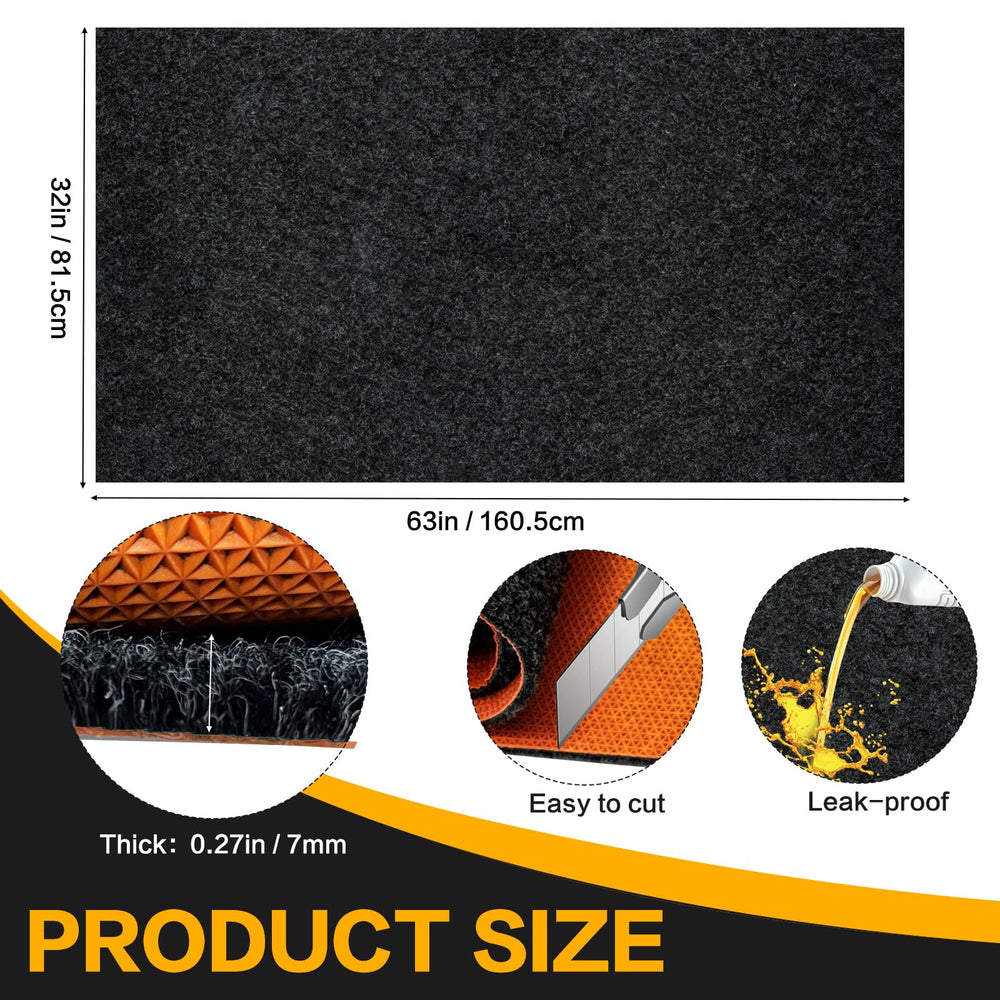 Seuqhck oil spill mat with rubber backing prevents slipping on concrete.