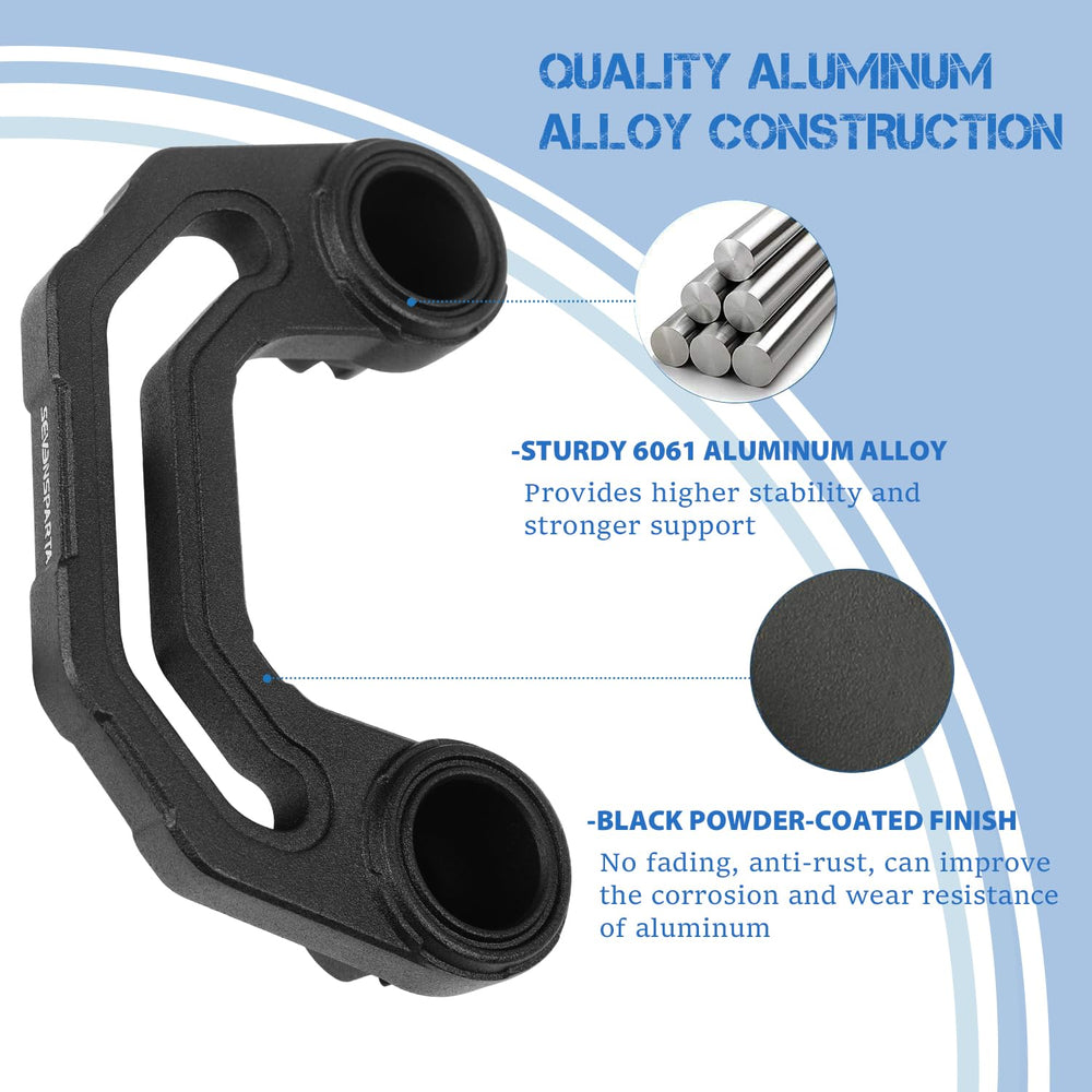 Close-up of aluminum black finish on Seven Sparta brackets highlighting durability