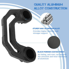 Close-up of aluminum black finish on Seven Sparta brackets highlighting durability