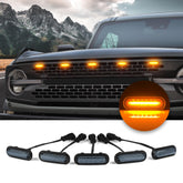 Seven Sparta amber LED Bronco grille light, front view for enhanced night visibility