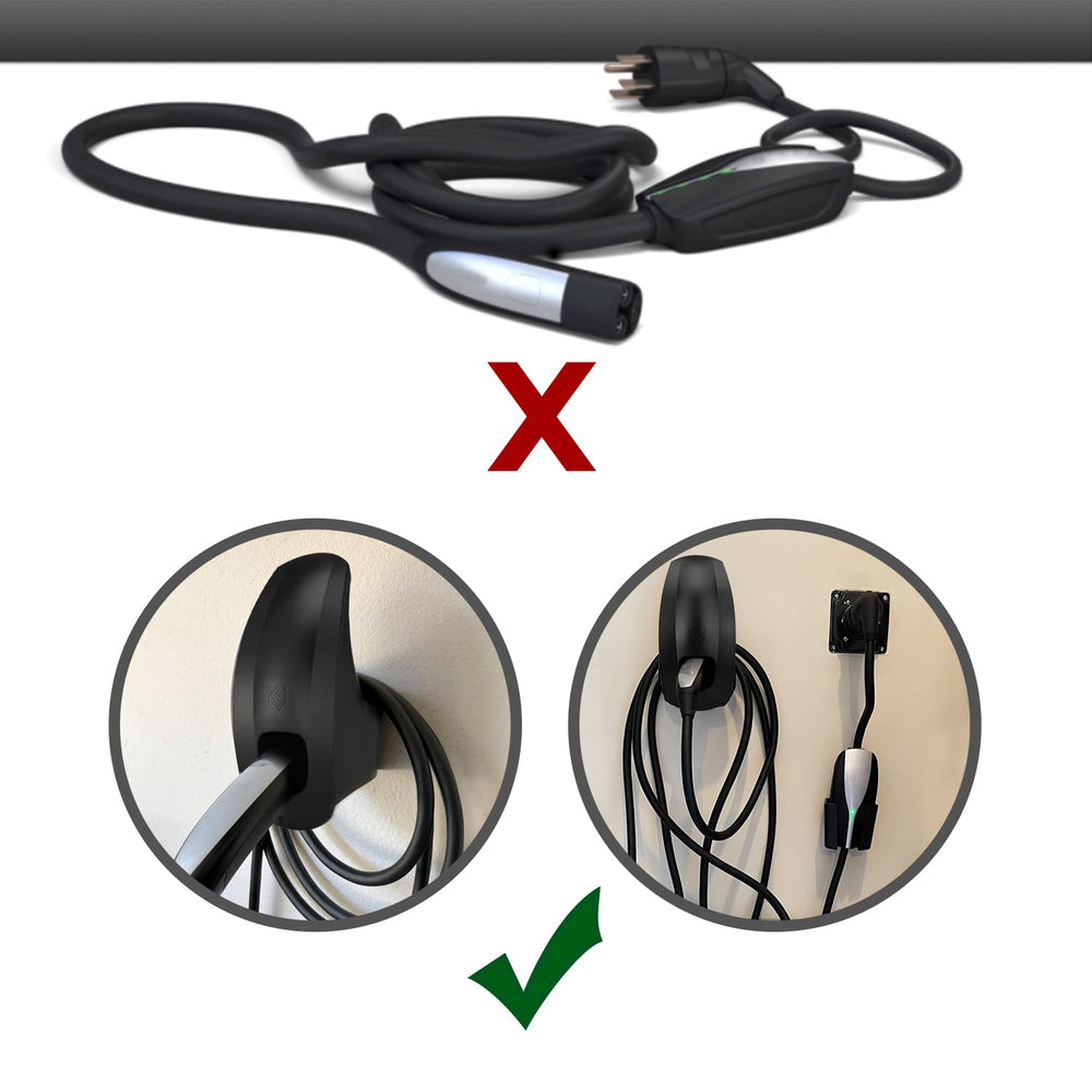 Seven Sparta charging cable holder with chassis bracket secures Tesla Model Y cable