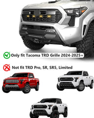 Seven Sparta LED lights installed on Toyota Tacoma TRD Sport grille for enhanced presence.