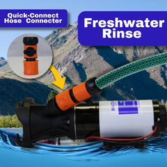 SewerFlo built-in fresh-water rinse system helps flush debris for cleaner pumping.
