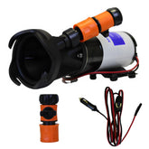 SewerFlo quick-release macerator pump front view for easy RV waste disposal.