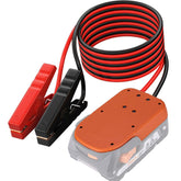 Sfablosm ridgid-18v battery jumper clamps for quick vehicle boosts.