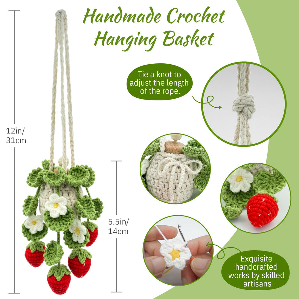 SGIBYN hanging crochet strawberry plant adds decorative scent mood to car.
