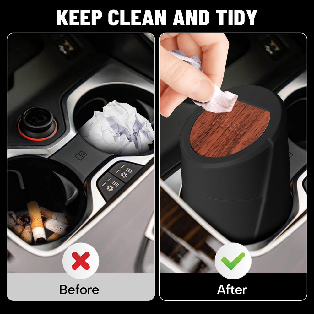 SGLRT car trash bin lid closed demonstrating odor containment