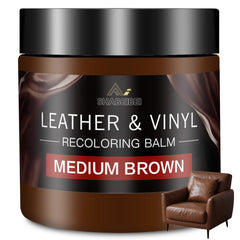 SHABEIBEI Leather Recoloring Balm bottle pour demonstrates even color restoration for furniture