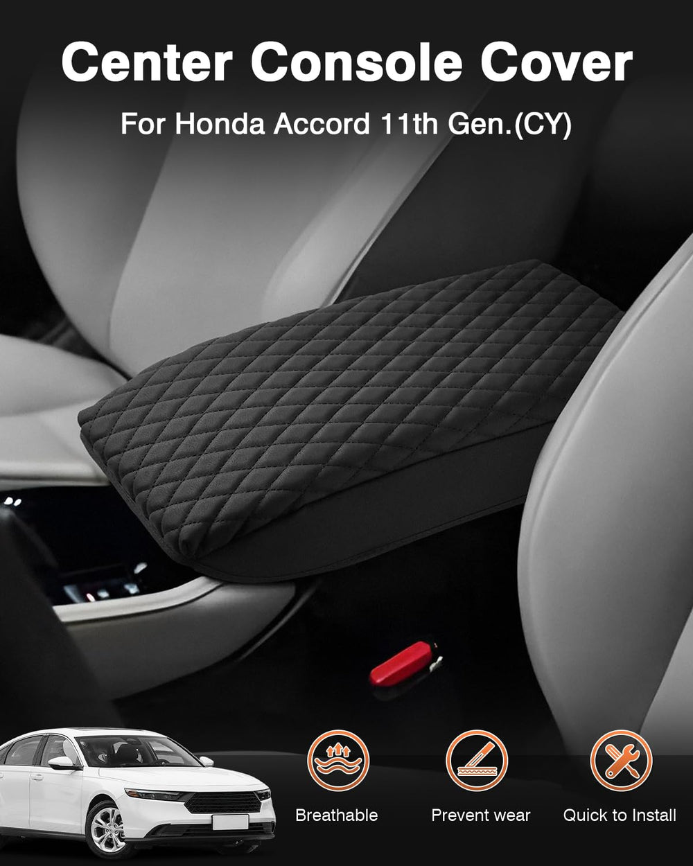 Shademax Accord console lid protector prevents spills and dirt on the armrest