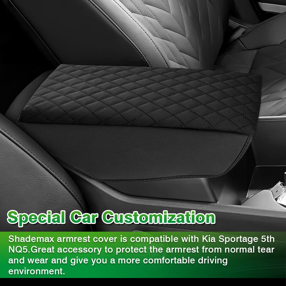 Shademax armrest cushion with thick sponge delivers improved comfort during long drives.