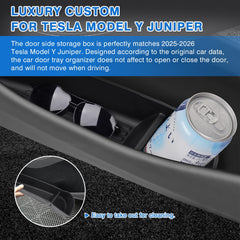 Shademax Model Y Juniper door tray closeup showing durable TPE material.