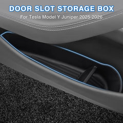 Shademax Model Y Juniper door tray front-right view prevents rattling while driving.