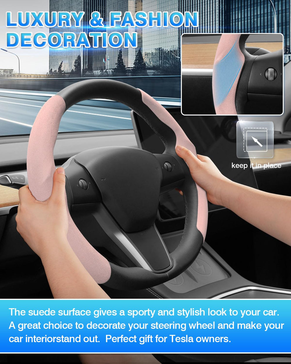 Shademax non-slip sticker detail supports safer grip on pink cover